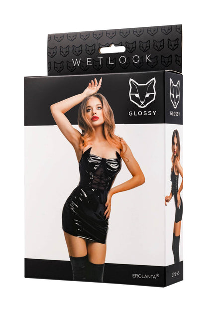 3-Sukienka wetlook Glossy Mirabell czarna XL-3