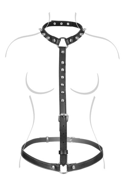 4-Uprząż na biust z kolcami Fetish Tentation imitacja skóry-4