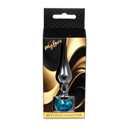 3-Biżuteria analna srebrna z diamentem MyLove Toys jasnoniebieska 9,5 cm-3