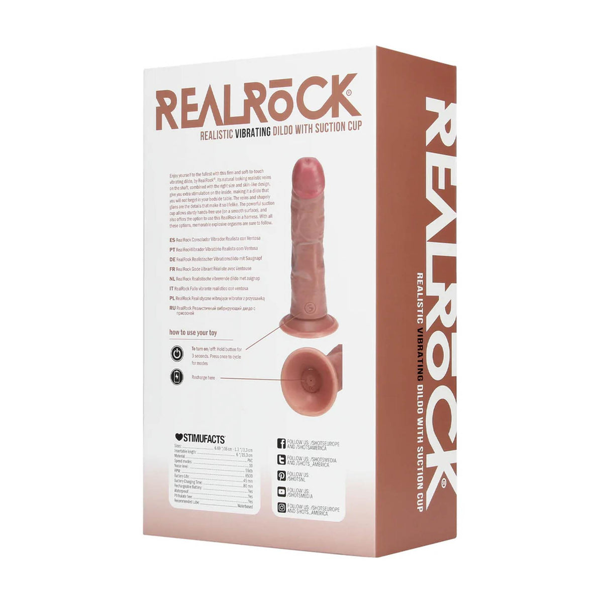 1-Wibrator realistyczny zakrzywiony RealRock cielisty 17 cm-1