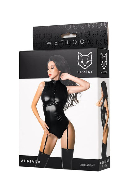 5-Body Wetlook Adriana Glossy czarne M-5