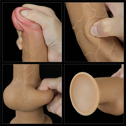 6-Dildo realistyczne dwuwarstwowe silikonowe z uchwytem Lovetoy 25cm-6
