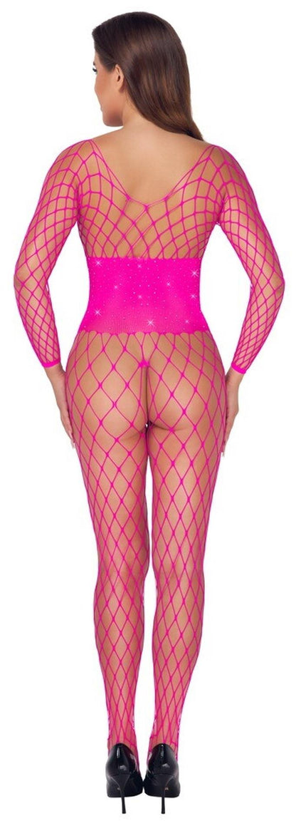 6-Body siatkowe Fantasy różowe z dżetami Cottelli-6