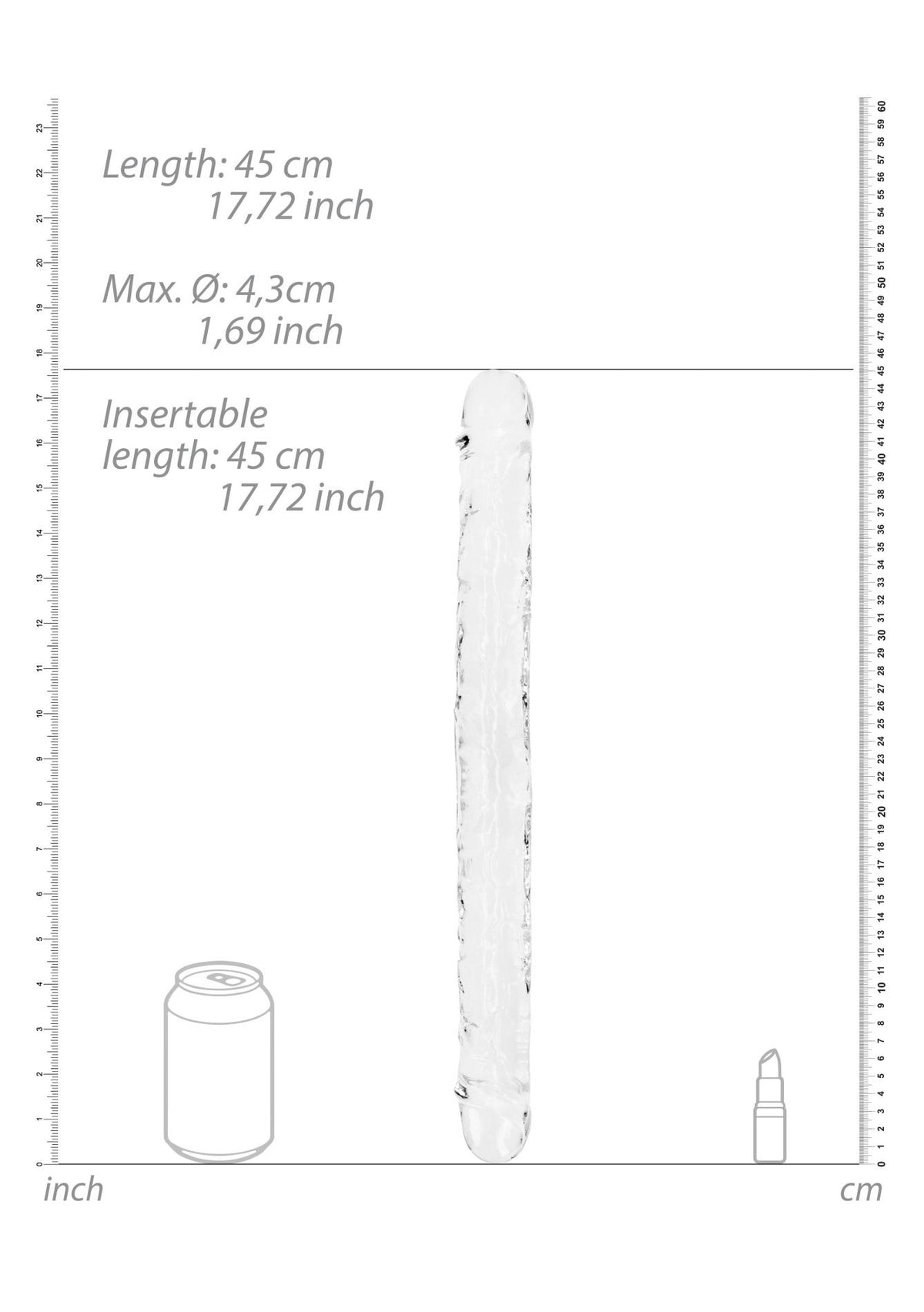 3-Podwójne dildo RealRock realistyczne przezroczyste 45 cm-3