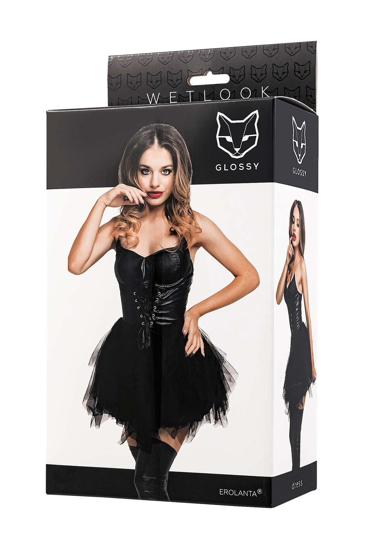 1-Sukienka wetlook Glossy Elisia czarna M-1