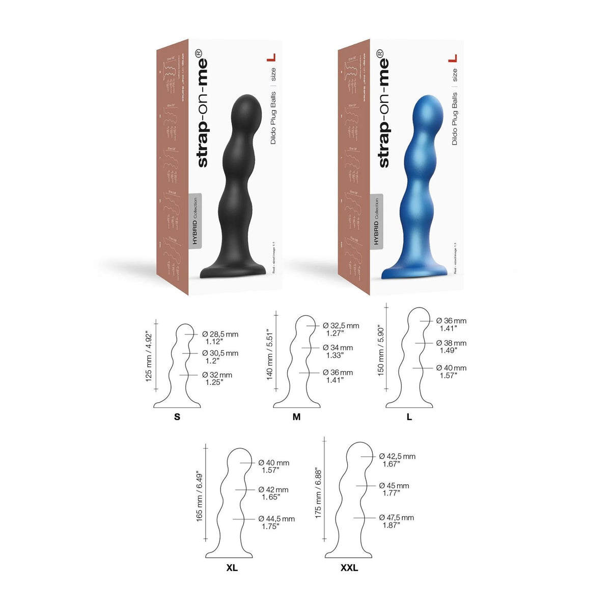 4-Dildo plug z kulkami Strap on me czarny XXL-4
