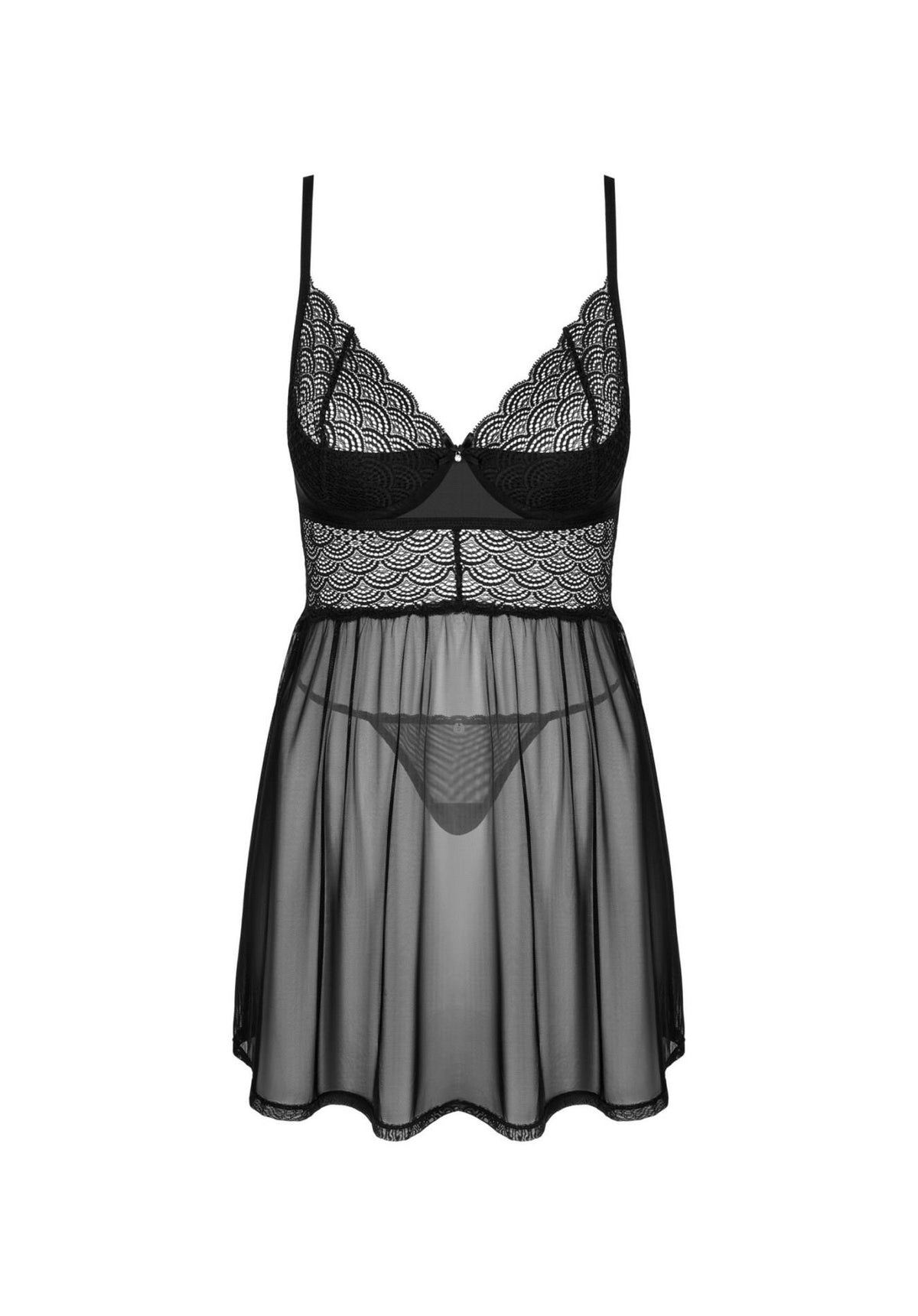 1-Babydoll i stringi Obsessive Chemeris czarny XS/S-1