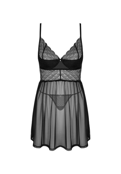 1-Babydoll i stringi Obsessive Chemeris czarny XS/S-1