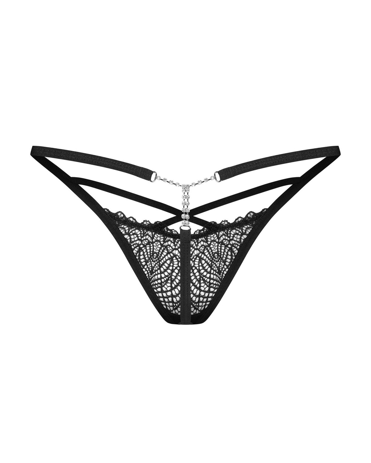 4-Stringi Obsessive Iliosa koronkowe czarne L/XL-4