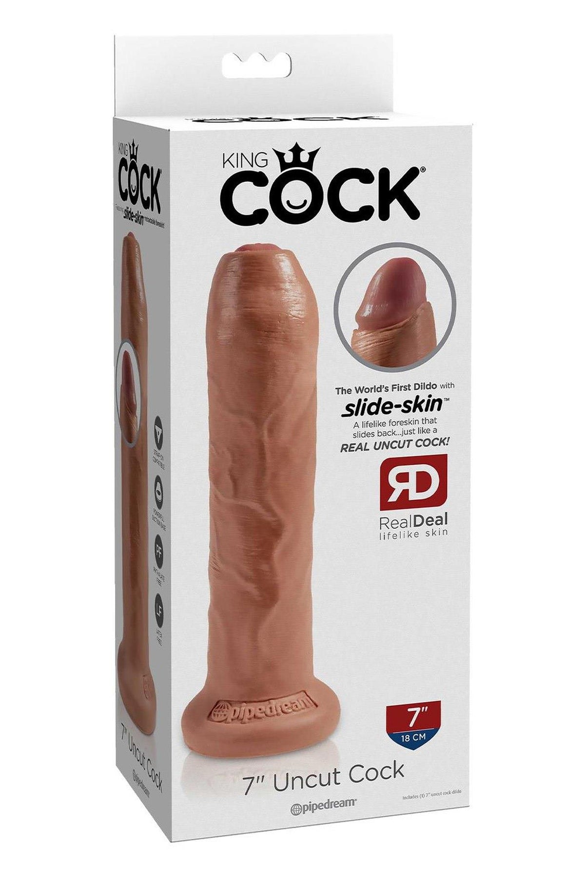3-Dildo realistyczne King Cock nieobritzane 18 cm opalony-3