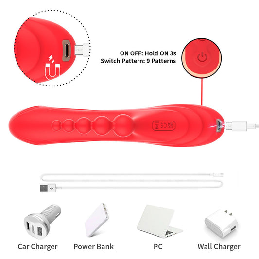2-Wibrator króliczek Trident czerwony USB 22 cm-2