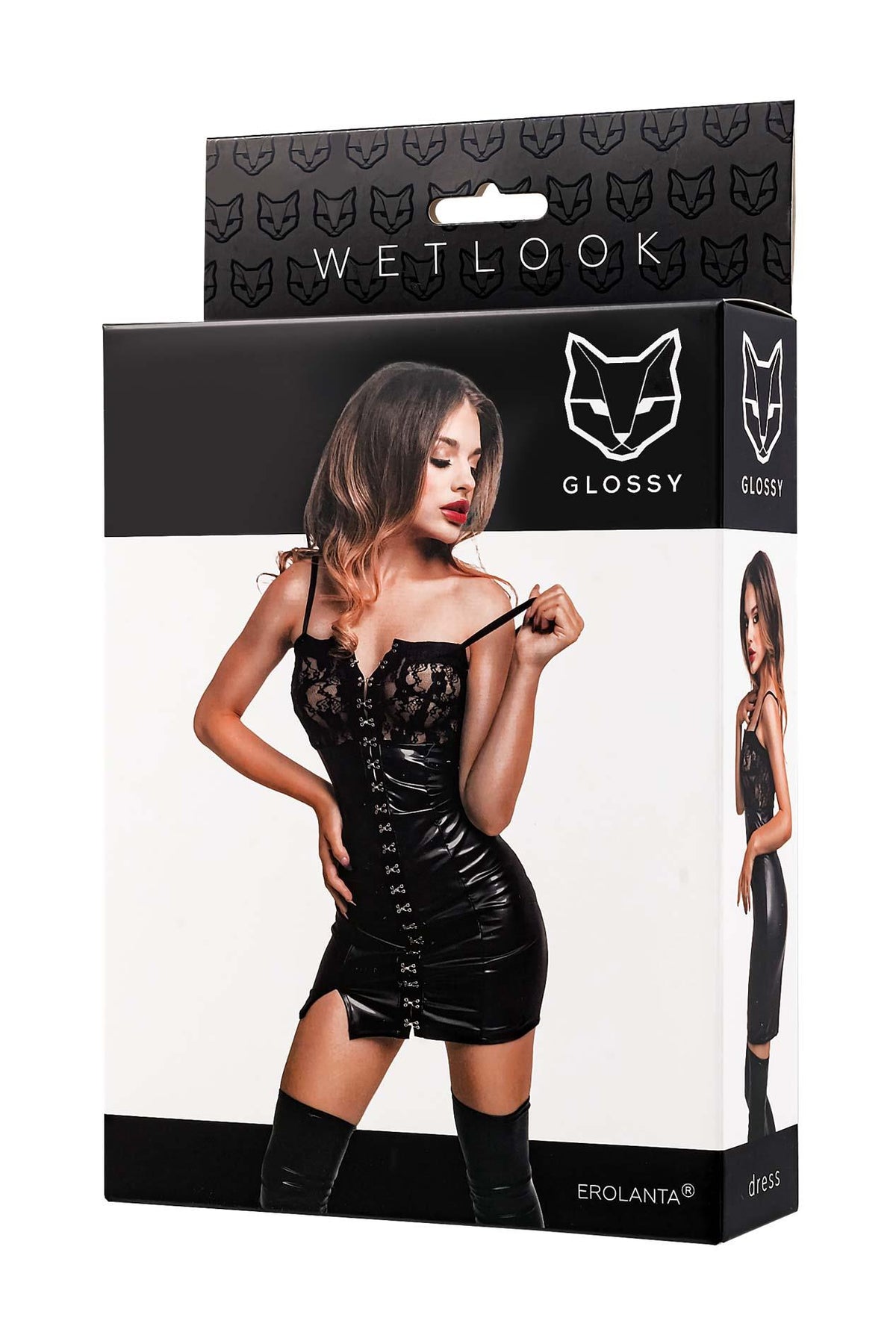 4-Sukienka wetlook Glossy Nelly czarna M-4