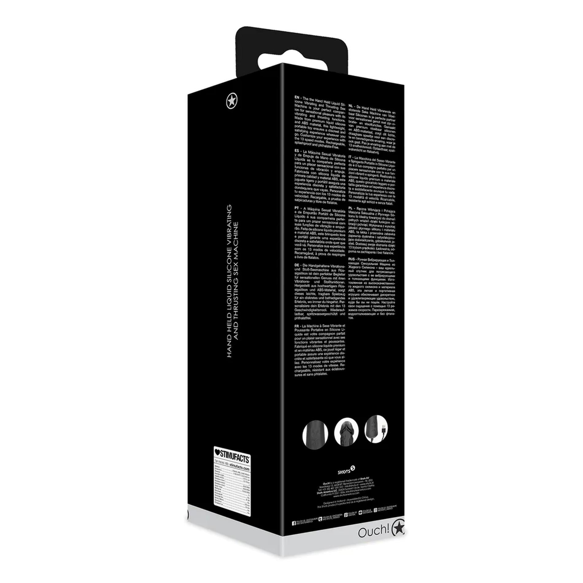 5-Hand Held Liquid Silicone Vibrating and Thrusting Sex Machine - Black-5