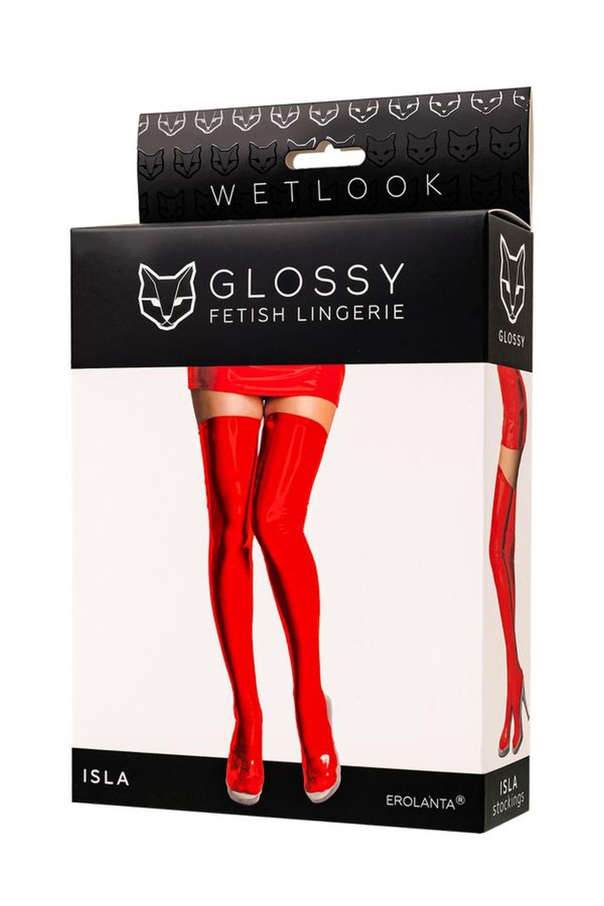 4-Pończochy Wetlook Glossy Isla czerwone M-4