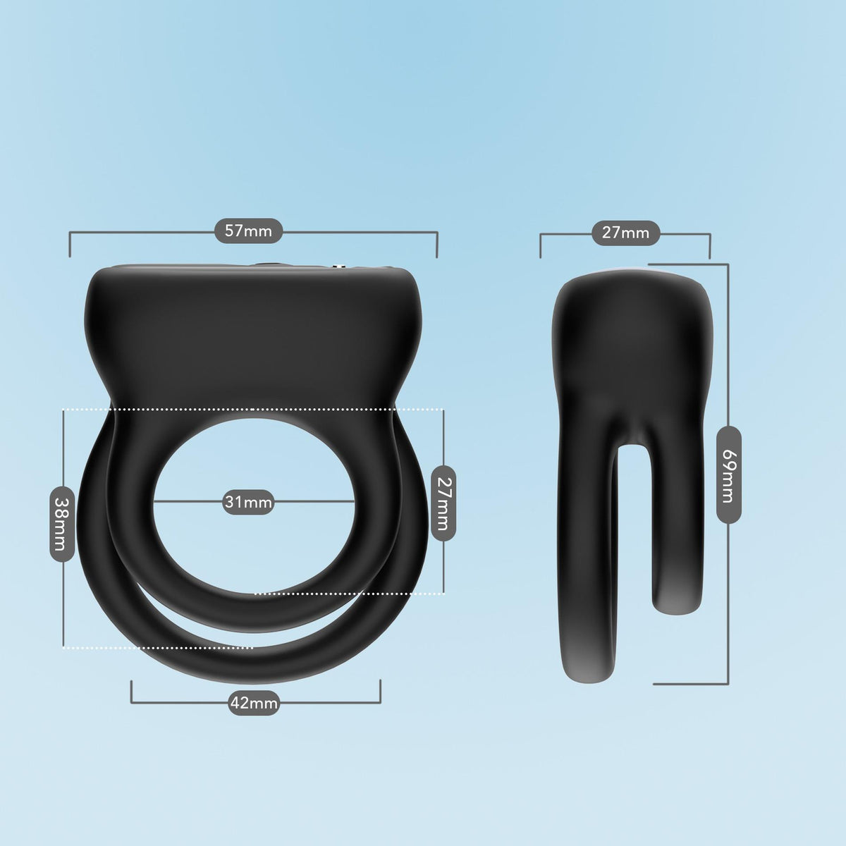 3-Pierścień wibrujący Dualo 9 funkcji czarny USB-3