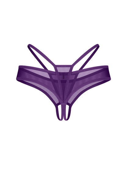 4-Fioletowe stringi bezkroczowe siateczkowe Obsessive 2XL/3XL-4
