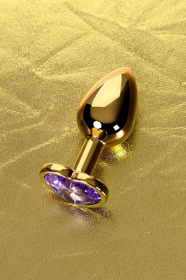 2-Plug analny Metal by TOYFA złoty z fioletowym kryształem 7 cm-2