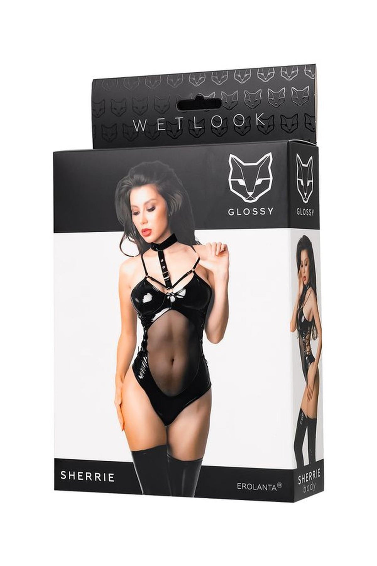 4-Body wetlook Sherrie Glossy czarne M-4