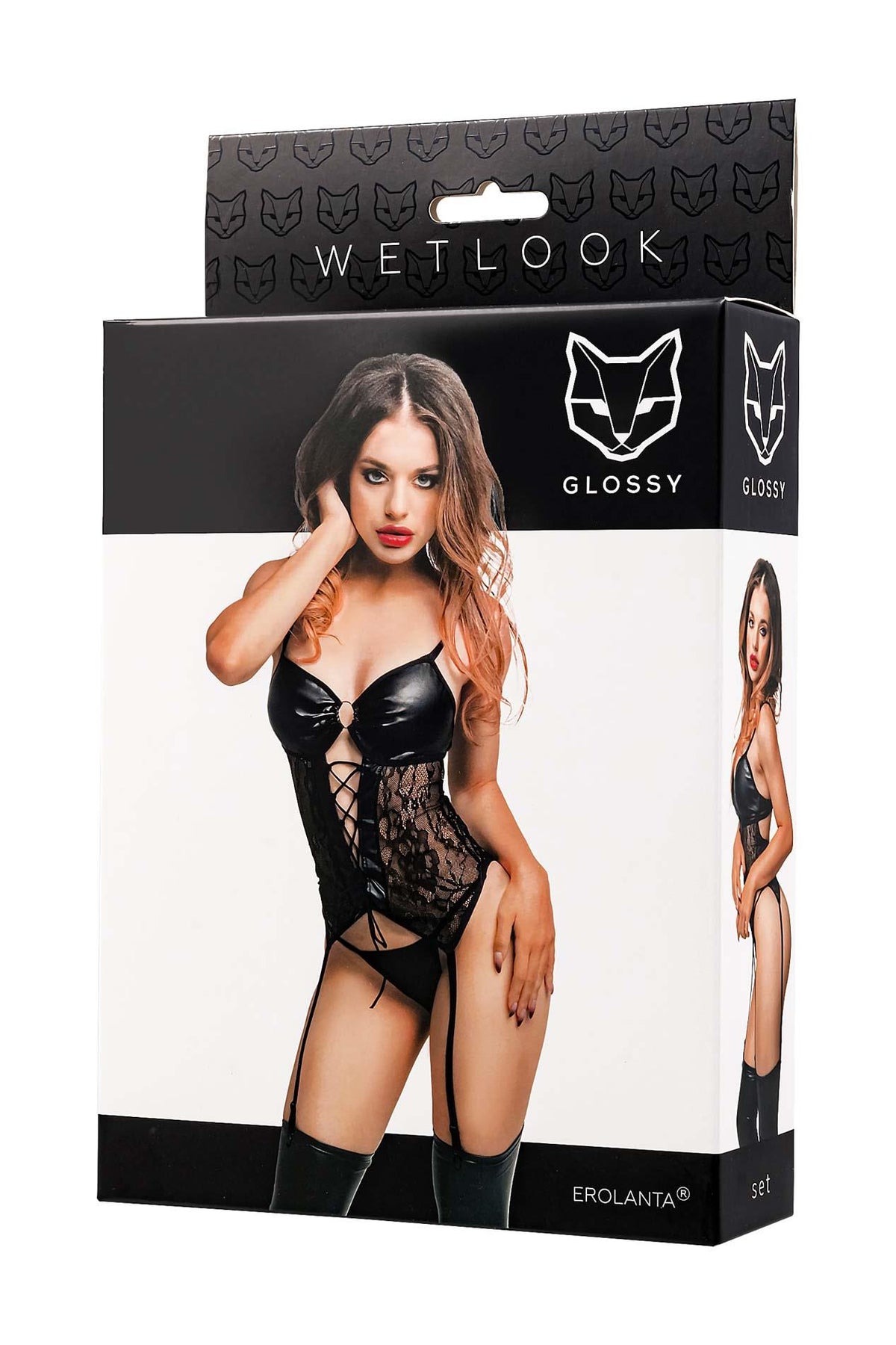 5-Komplet Wetlook Glossy Miriam czarny M-5