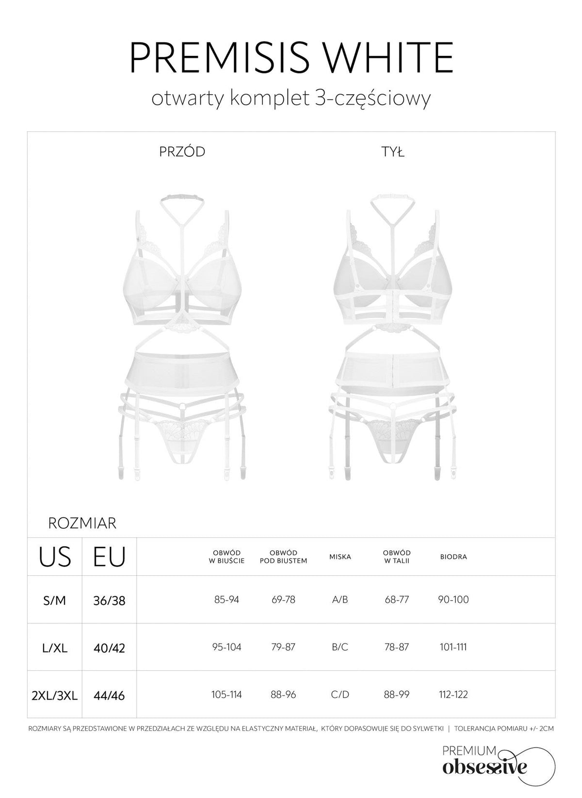 6-Otwarty trzyczęściowy komplet bielizny Premisis White Obsessive 2XL/3XL-6