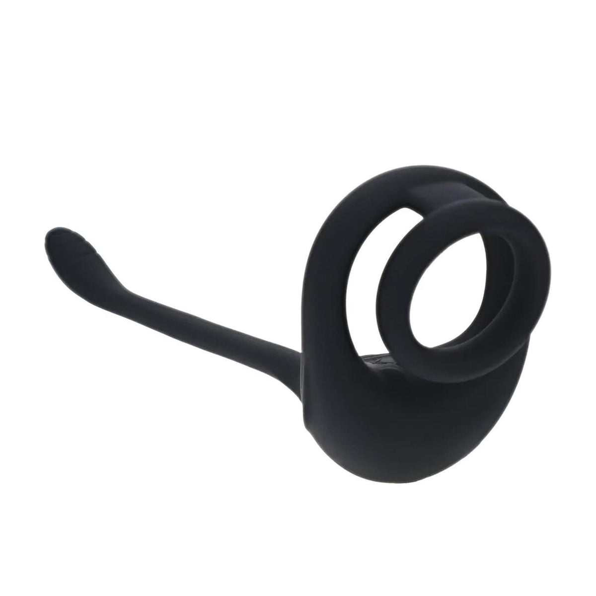 5-Dual Motor Silicone Cockring with Prostate Stimulator - Black-5