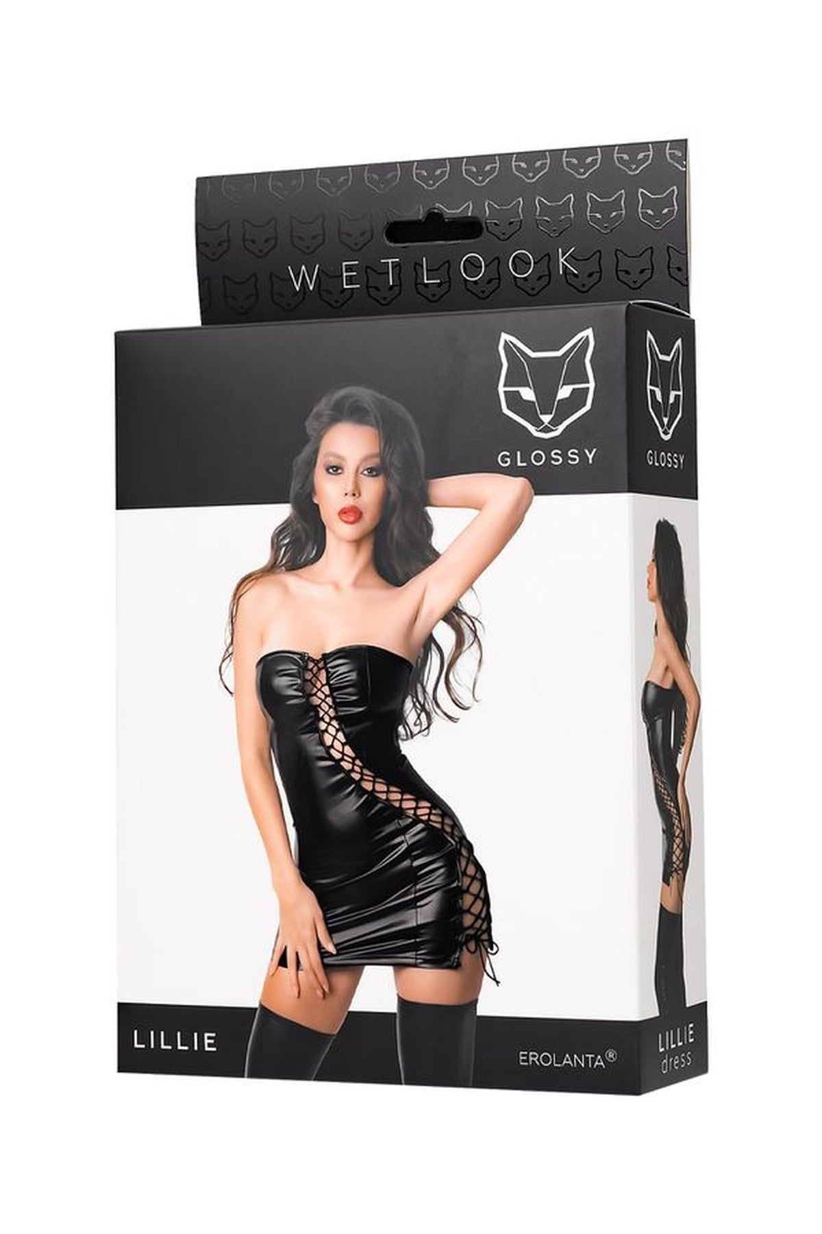 4-Sukienka wetlook Glossy Lillie czarna S-4