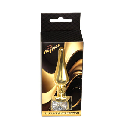 6-Korek analny stalowy złoty z diamencikiem MyLove Toys 9.5 cm-6