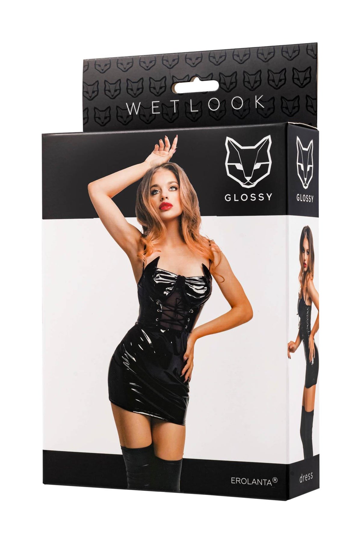 1-Sukienka wetlook Glossy Mirabell czarna M-1