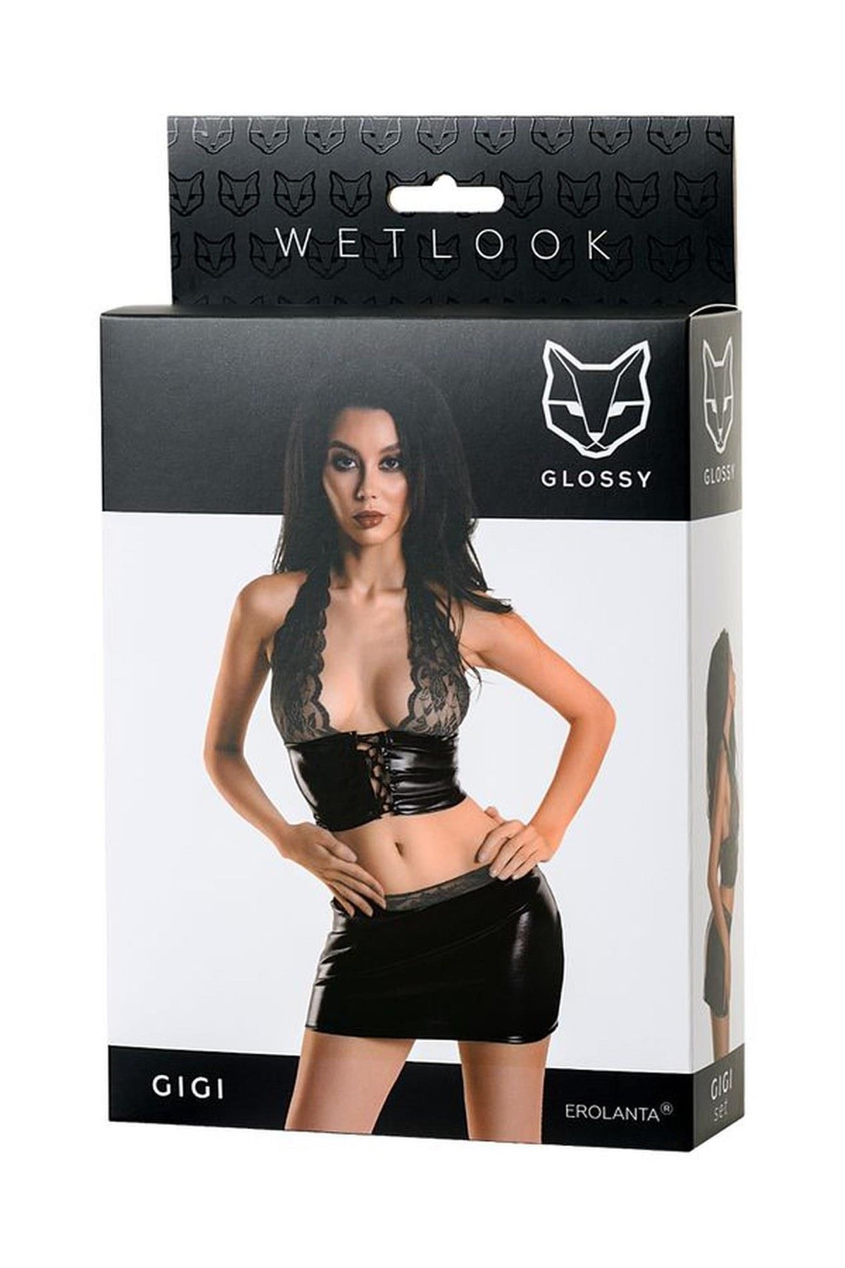 4-Komplet bielizny Wetlook Gigi Glossy czarny S-4