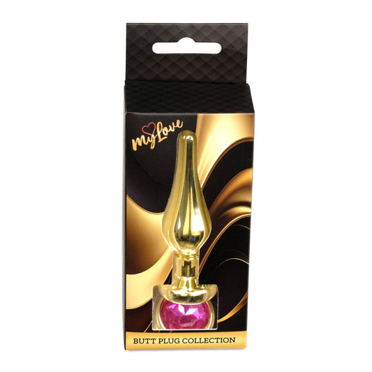 1-Biżuteria analna stalowa MyLove Toys z diamentem różowa 9,5 cm-1