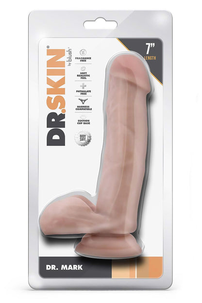 4-Dildo realistyczne Dr Skin Dr Mark 17 cm z jądrami beżowe-4
