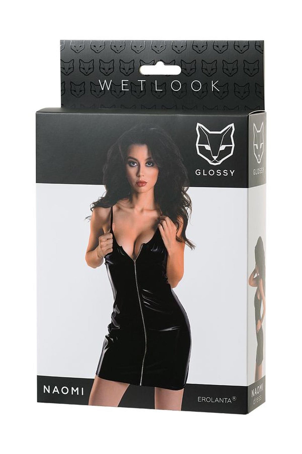 4-Sukienka wetlook Naomi Glossy czarna M-4