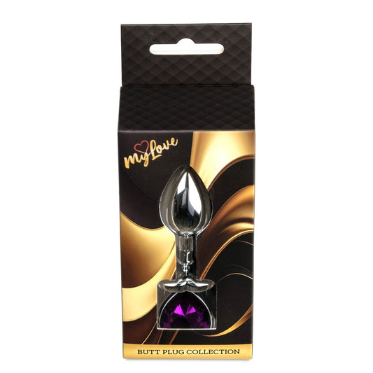 1-Biżuteria analna srebrna serce MyLove Toys fioletowa 7 cm-1