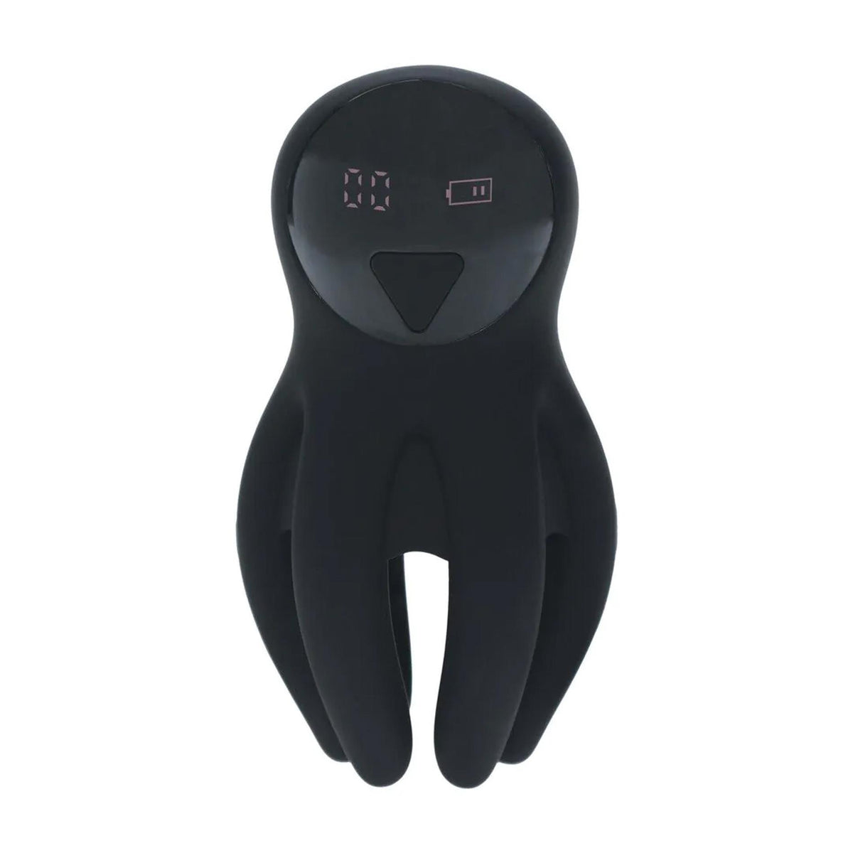 3-Digital Vibrating Silicone Penis Head Stimulator with Tentacles - Black-3