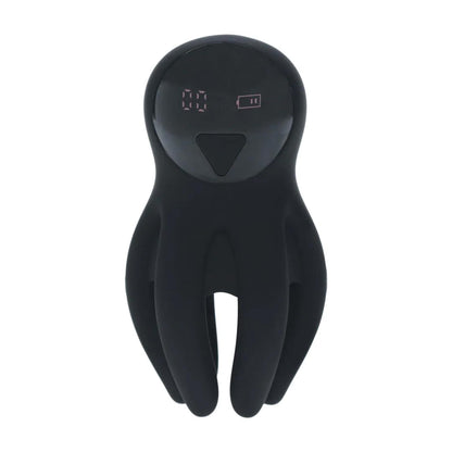 3-Digital Vibrating Silicone Penis Head Stimulator with Tentacles - Black-3
