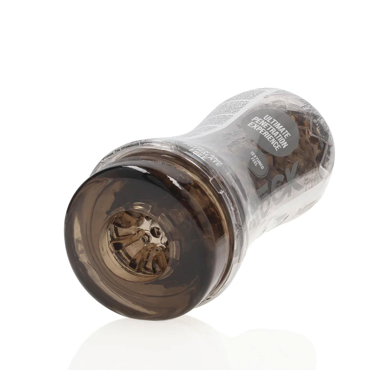 5-Masturbator teksturowany RealRock TPE czarny 21 cm-5