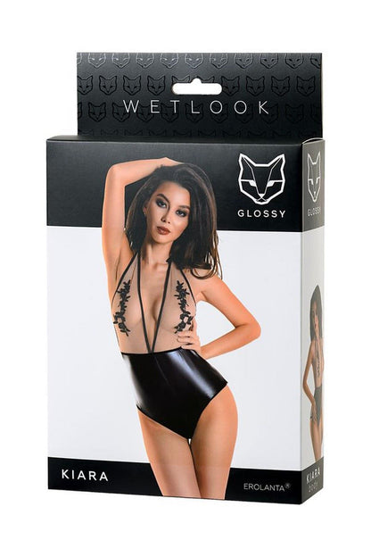 2-Body Wetlook Kiara Glossy czarne S-2