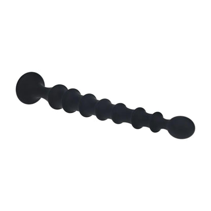 2-Sonda analna żebrowana Levelz silikonowa czarna 26,7 cm-2