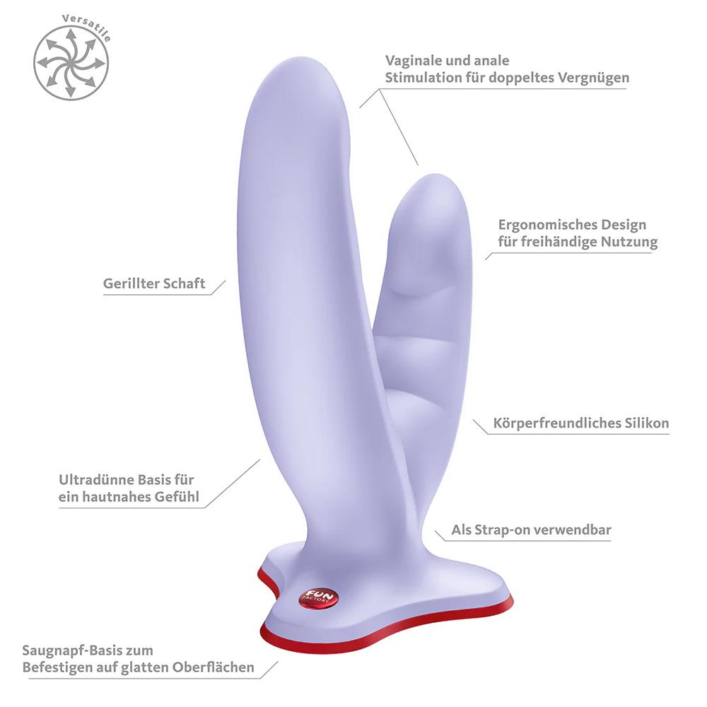 1-Dildo podwójne Ryde z przyssawką Fun Factory lawendowe-1