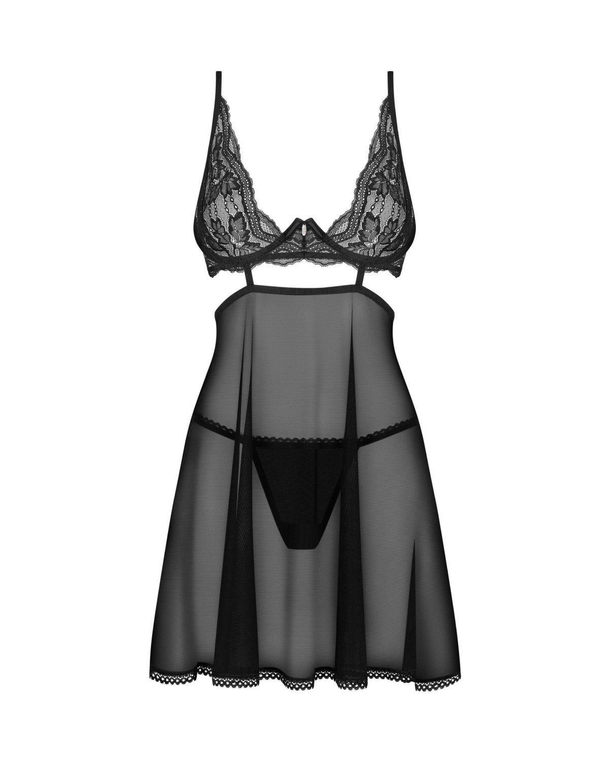 4-Babydoll Obsessive Nutris koronkowy z stringami M/L-4