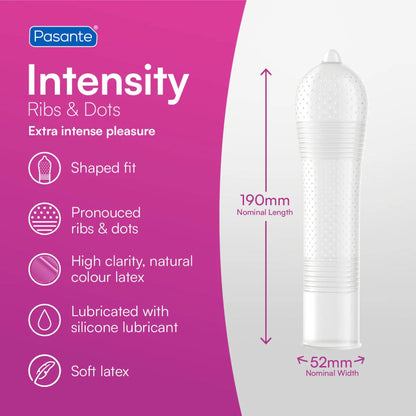 3-Prezerwatywy prążkowane kropkowane Pasante Intensity 12 szt-3