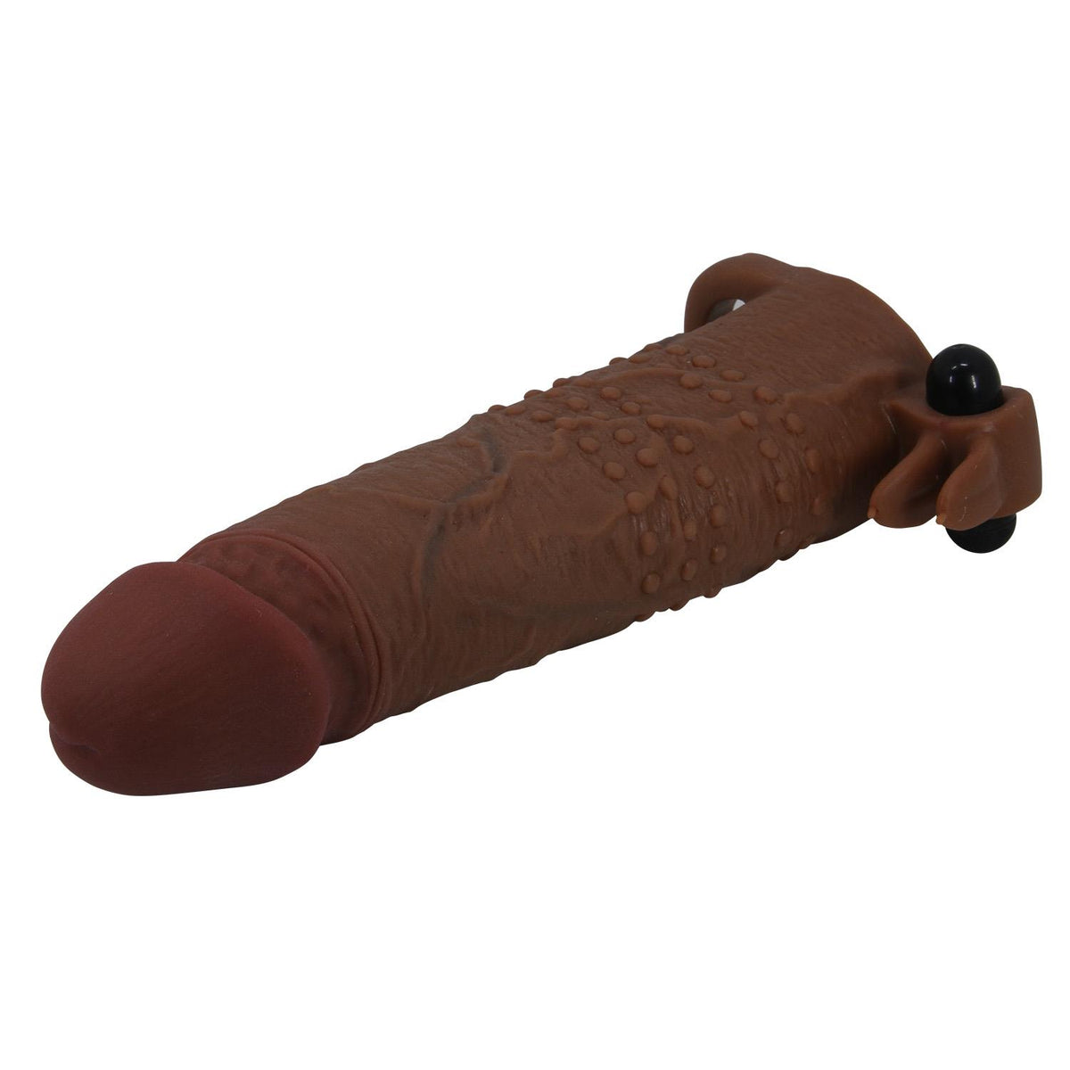 5-Przedłużka wibrująca na penisa Pretty Love brązowa 17 cm-5