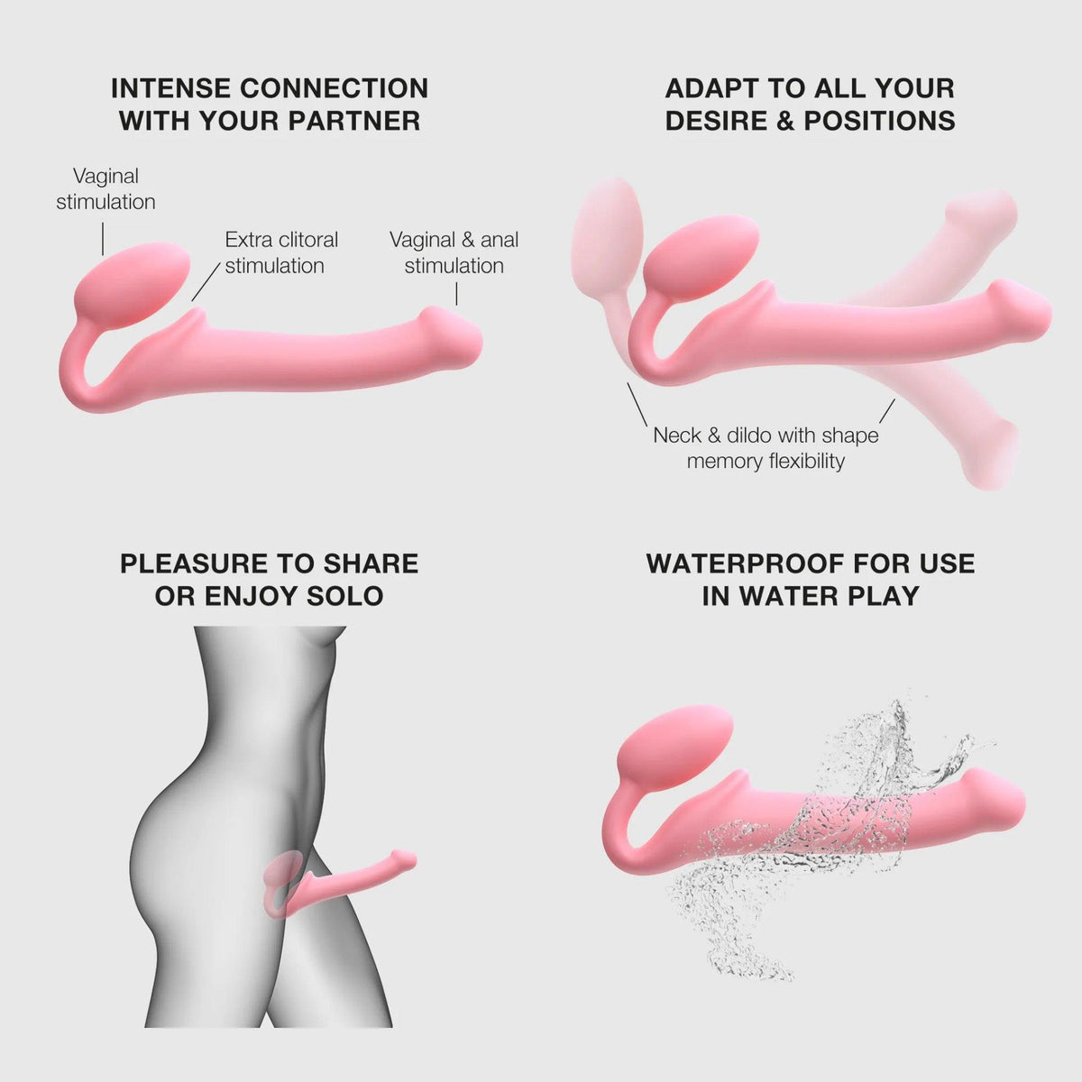 3-Strapon silikonowy półrealistyczny giętki Dorcel różowy M-3