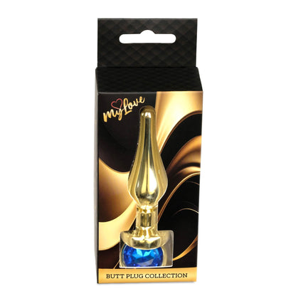 5-Korek analny stalowy MyLove Toys z diamentem ciemnieniebieski 9,5 cm-5