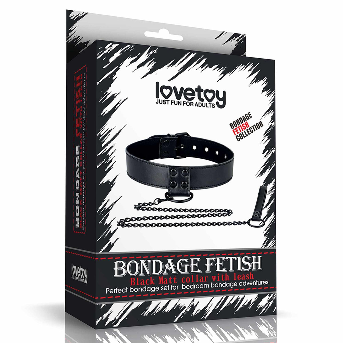 1-Bondage Fetish Black Matt Collar With Leash-1