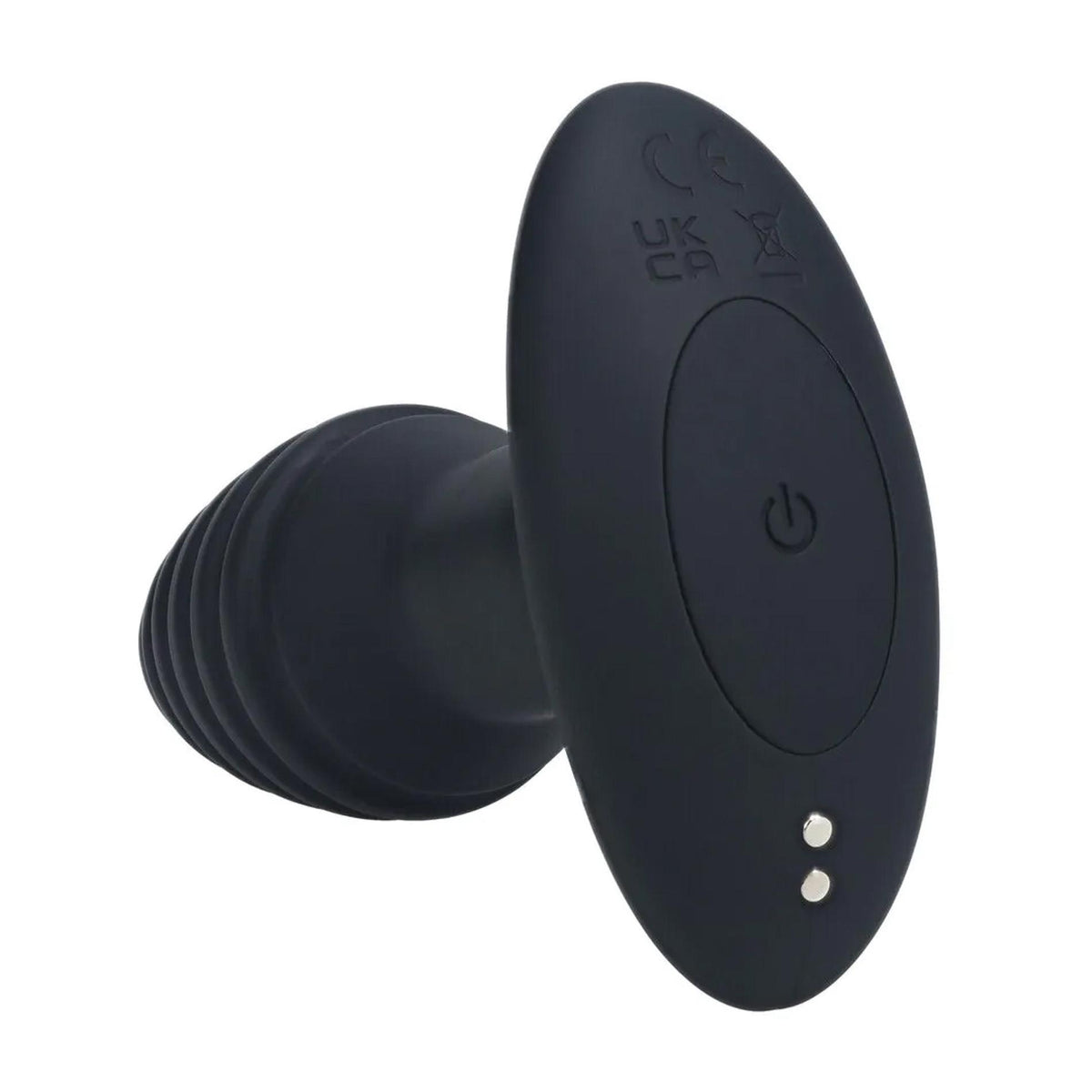1-Korek analny Levelz wibrujący rotacyjny karbowany silikonowy czarny 12,5 cm-1