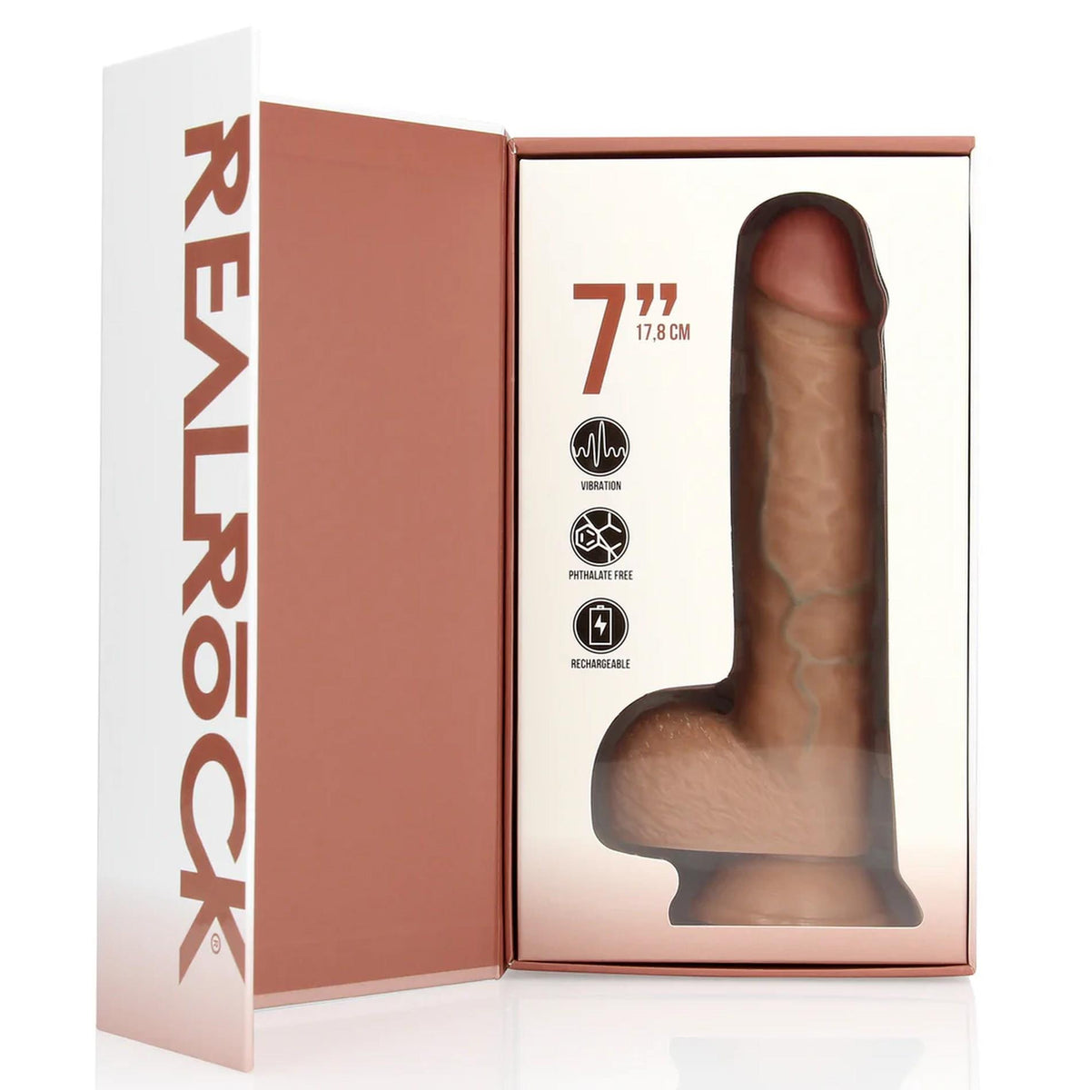 2-Wibrator realistyczny RealRock z jajami cielisty 18 cm-2
