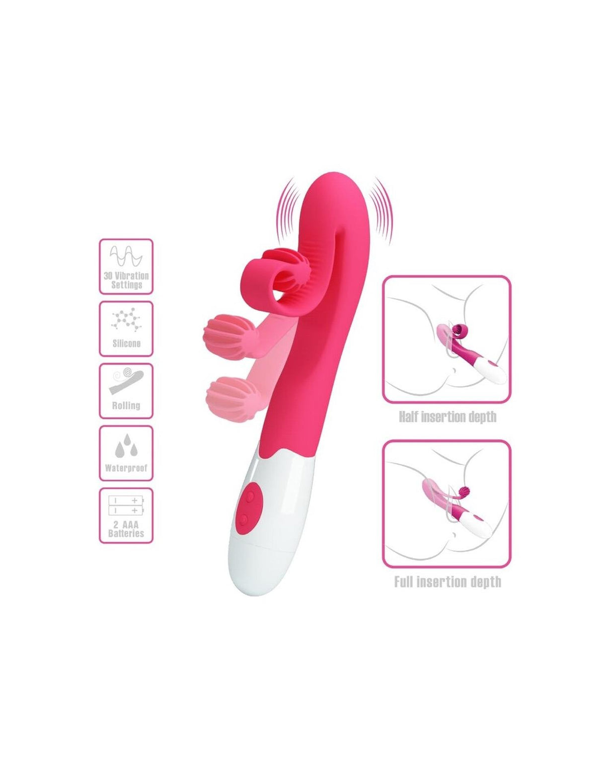 5-Stymulator łechtaczki silikonowy Pretty Love Romance różowy 30 wibracji-5