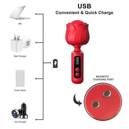 2-Wibrator Rose Magic silikonowy wodoodporny USB 12,5 cm-2