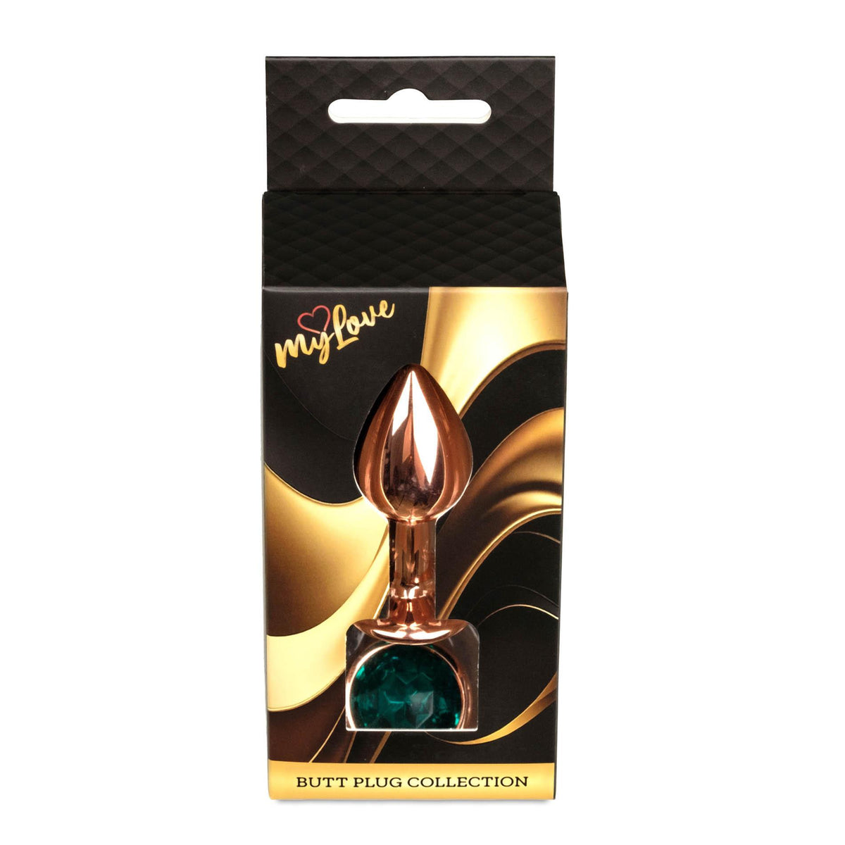 3-Korek analny stalowy MyLove Toys zielony z diamentem 7 cm-3
